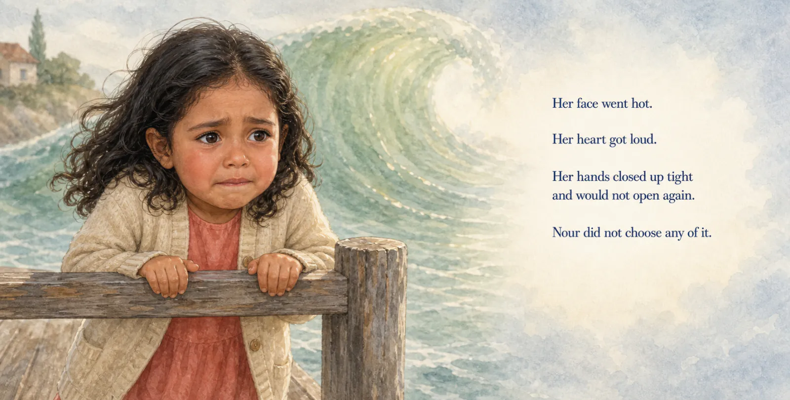 Personalized storybook inside spread 4 from It's Okay to Feel Big, Nour