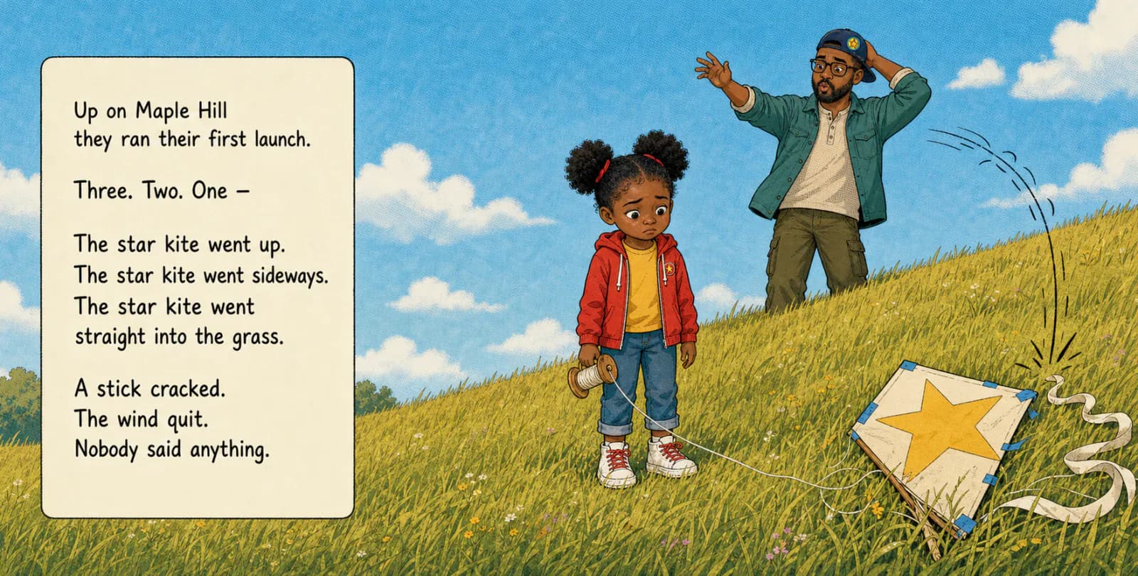 Personalized duo storybook spread illustrating It goes wrong from The Team-Up
