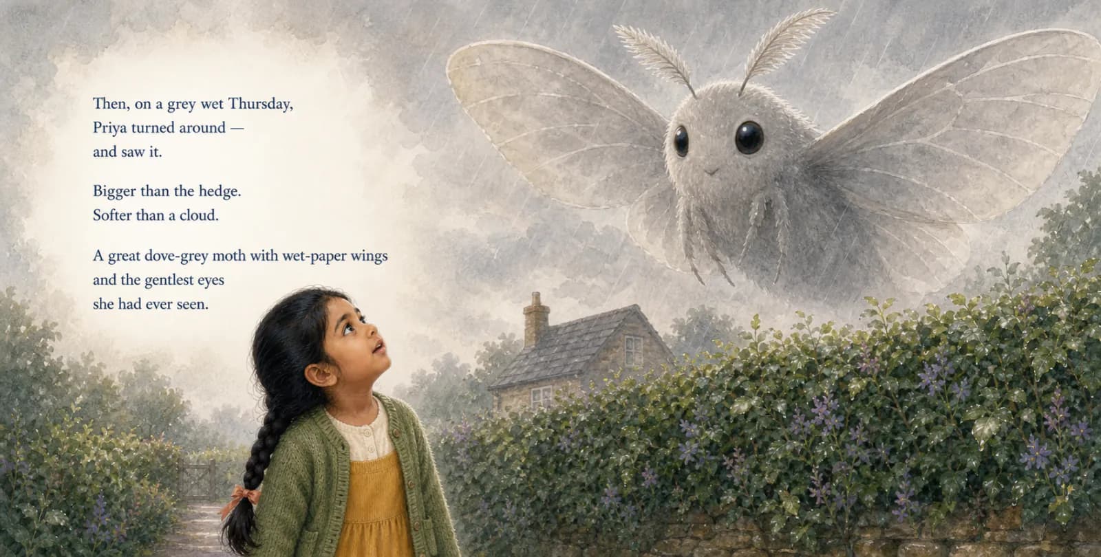 Personalized storybook inside spread 3 from Priya and the Worry Worry Bug