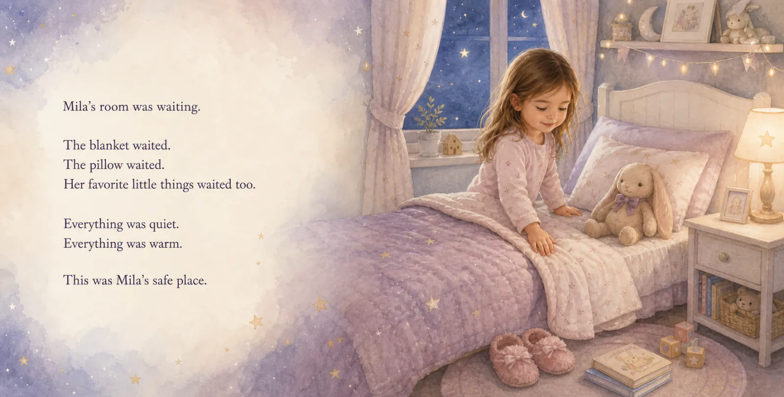 Personalized storybook inside spread 2 from Goodnight, Mila