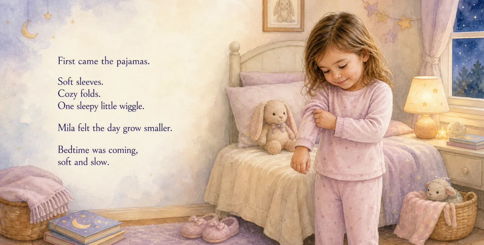 Personalized storybook inside spread 3 from Goodnight, Mila