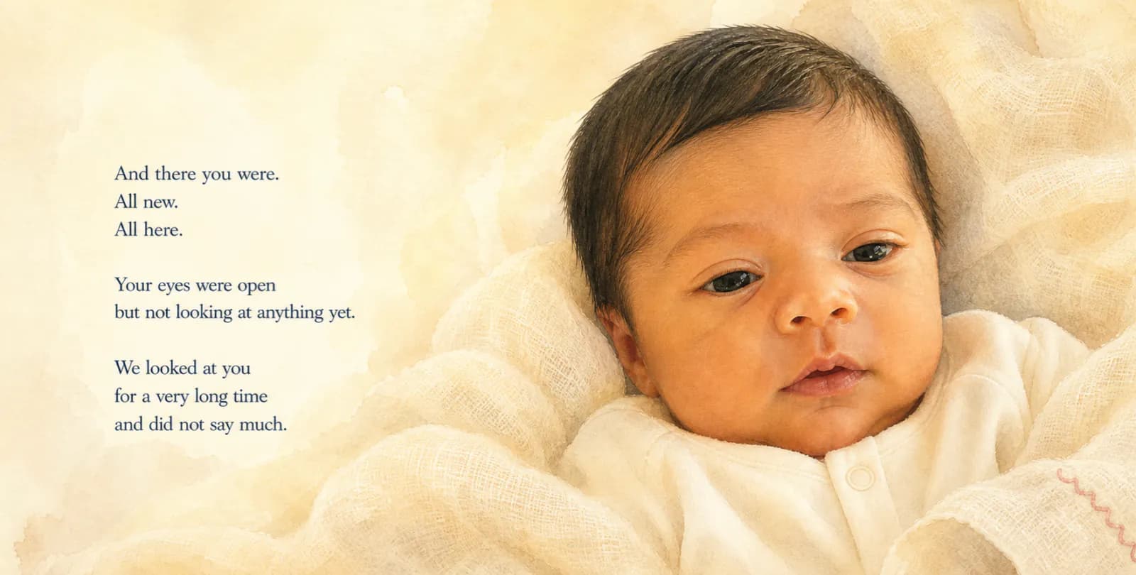 Personalized storybook inside spread 3 from Welcome to the World, Noor
