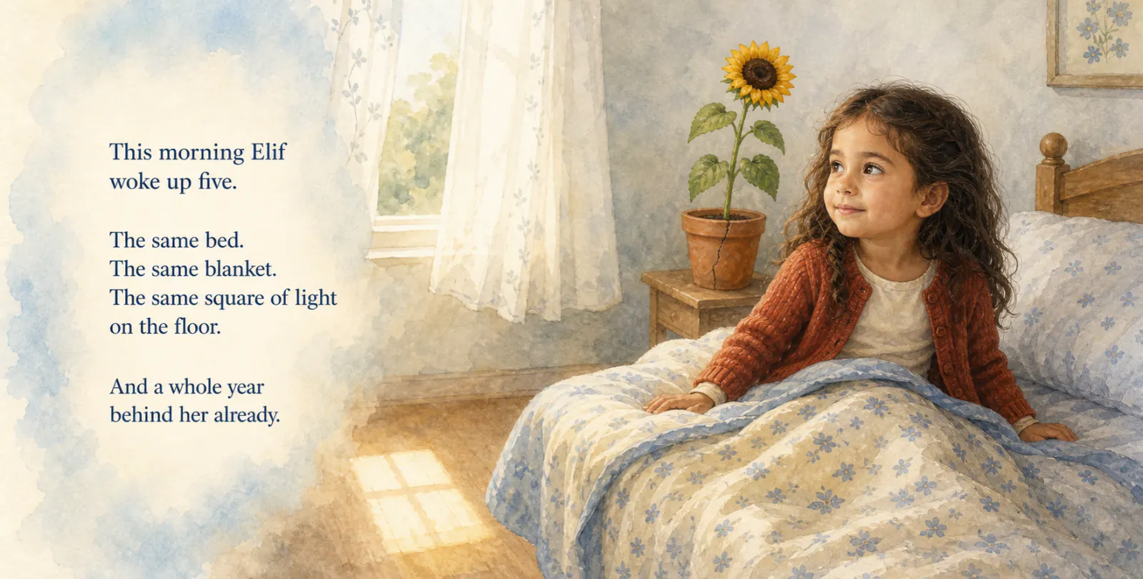 Personalized storybook inside spread 1 from The Year Elif Turned Five
